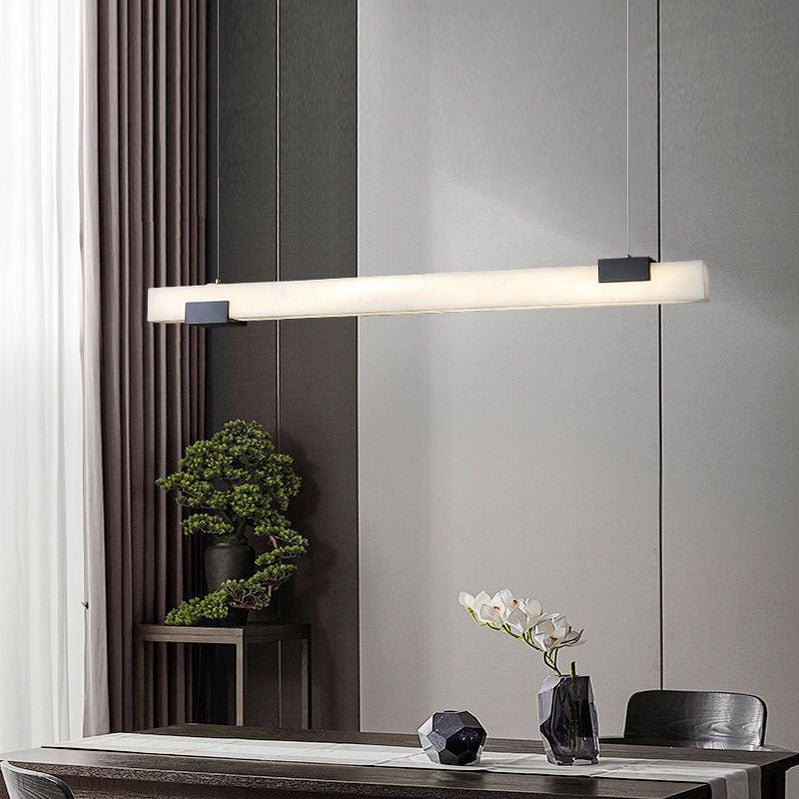 Alabaster Square Pillar Dining Chandelier-Nobipets
