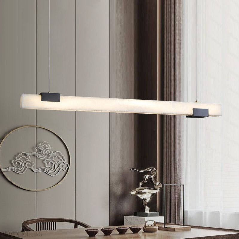 Alabaster Square Pillar Dining Chandelier-Nobipets