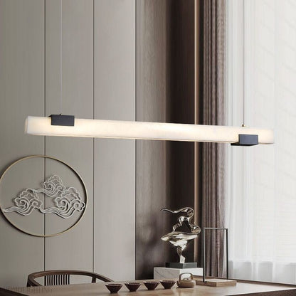 Alabaster Square Pillar Dining Chandelier-Nobipets