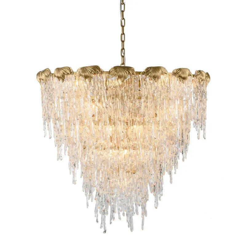 Aletta Melting Drop Crystal Glass Round Chandelier-Nobipets