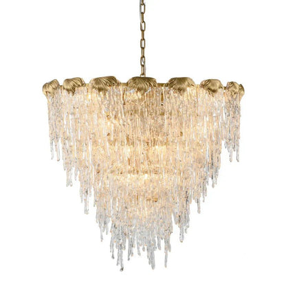 Aletta Melting Drop Crystal Glass Round Chandelier-Nobipets