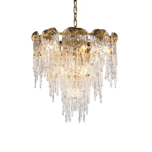 Aletta Melting Drop Crystal Glass Round Chandelier-Nobipets