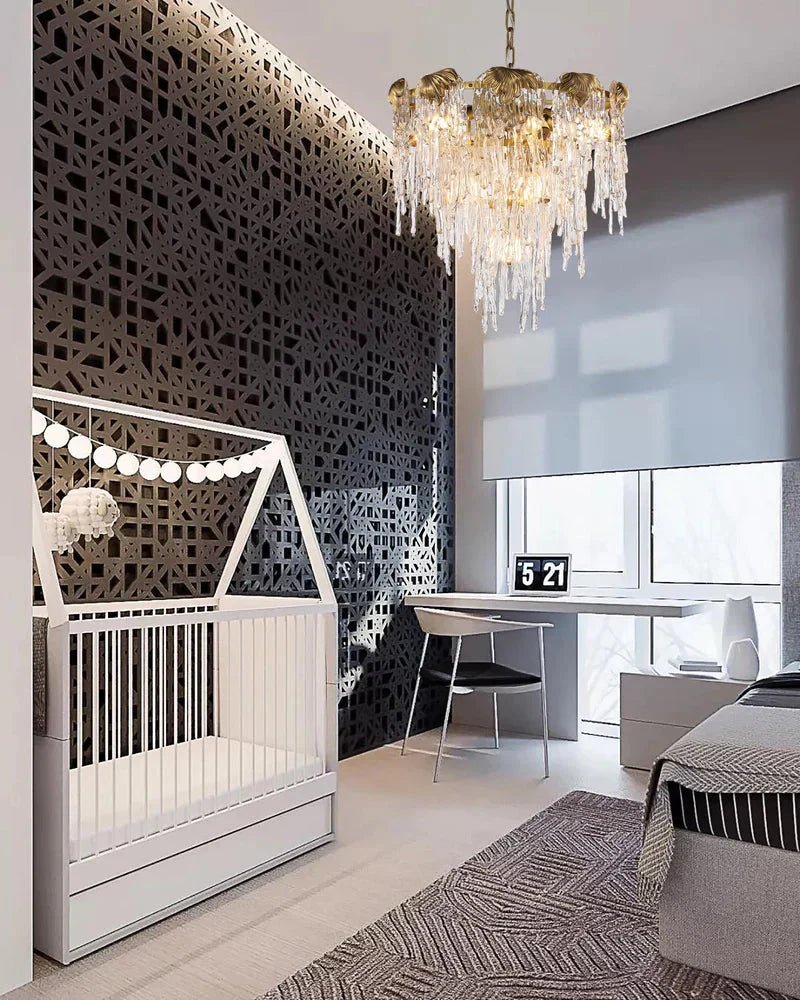 Aletta Melting Drop Crystal Glass Round Chandelier-Nobipets