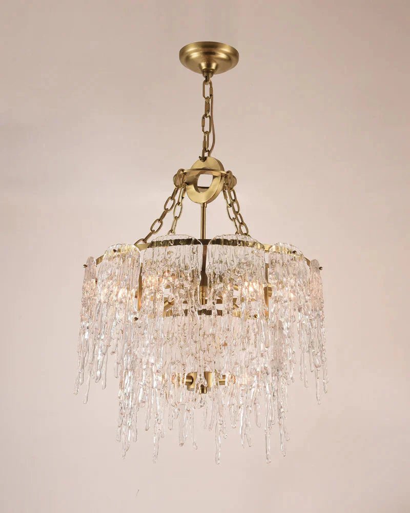 Aletta Melting Drop Crystal Glass Round Chandelier-Nobipets
