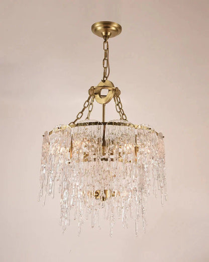 Aletta Melting Drop Crystal Glass Round Chandelier-Nobipets
