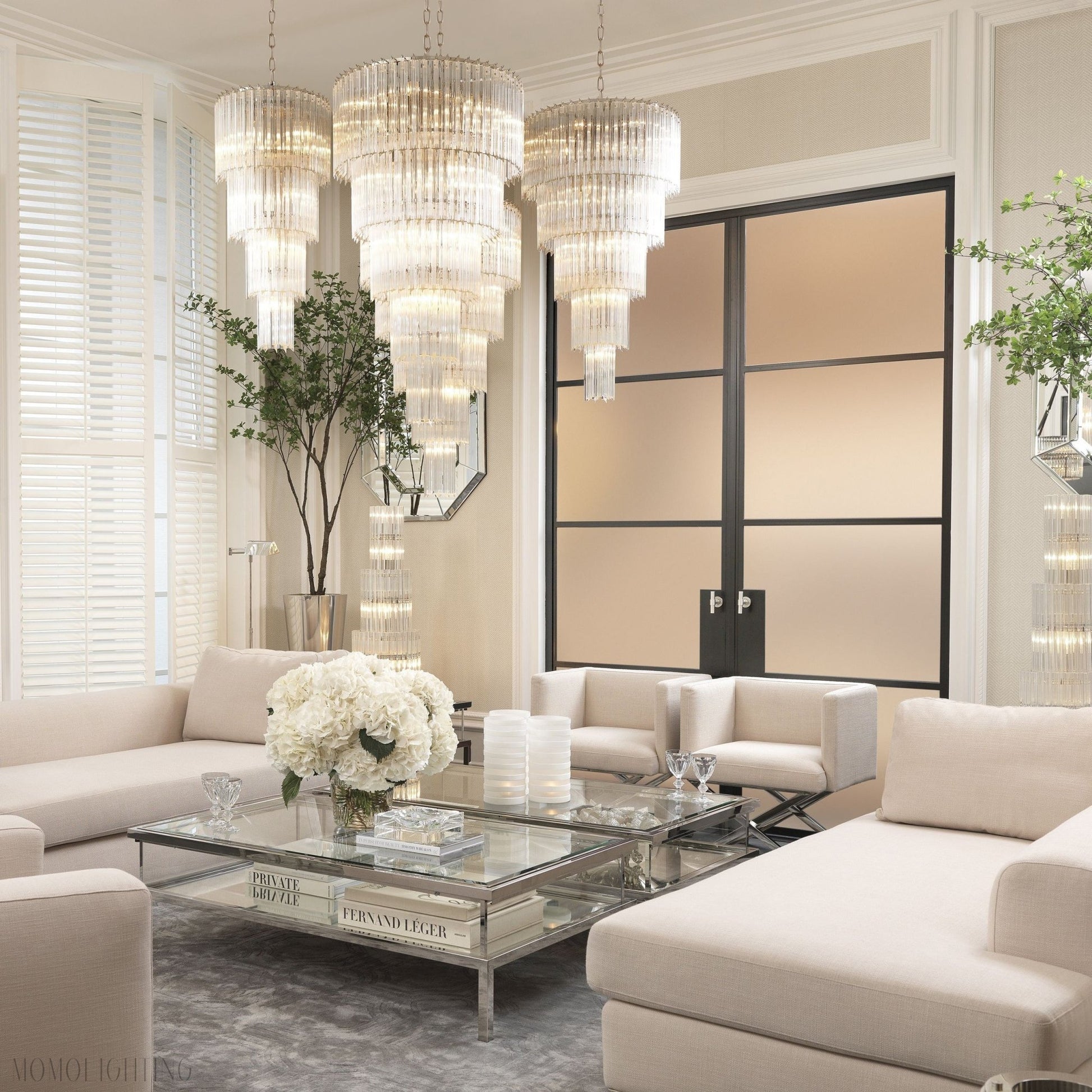 Alpina Modern Glass Chandelier - [Nickel]-Nobipets