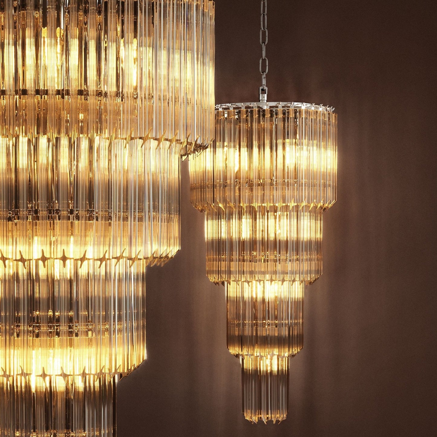 Alpina Modern Glass Chandelier - [Nickel]-Nobipets