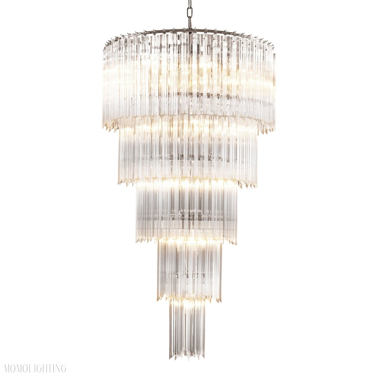 Alpina Modern Glass Chandelier - [Nickel]-Nobipets