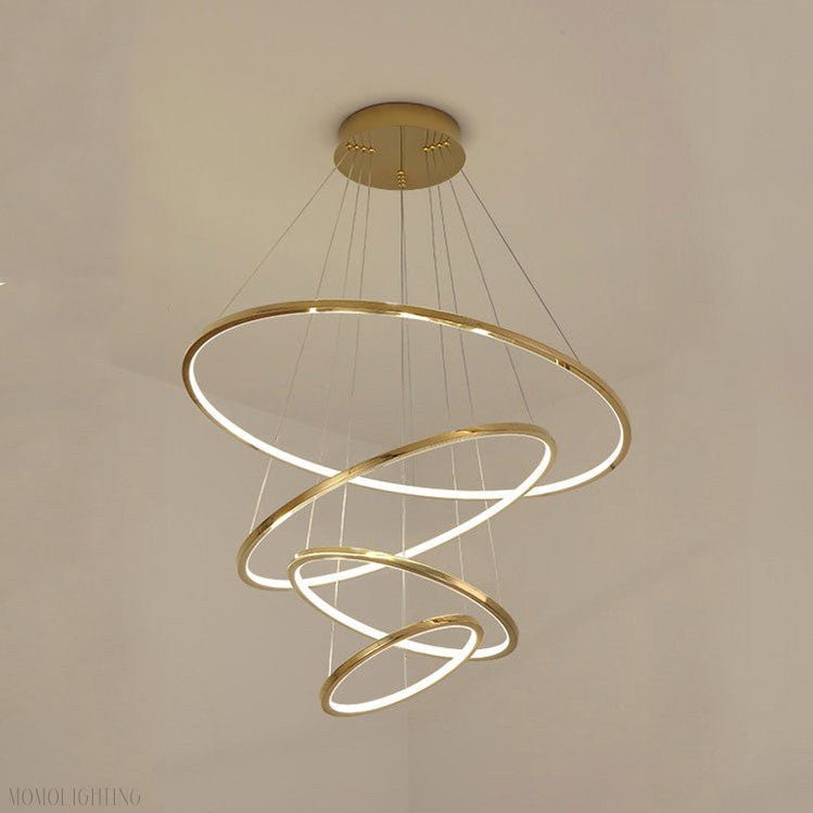 Amina Gold Multi Rings Chandelier for Lobby Villa-Nobipets