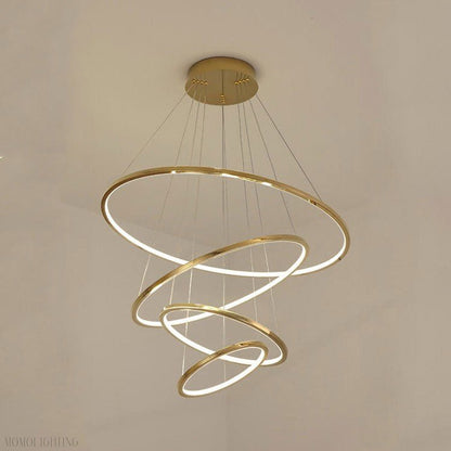 Amina Gold Multi Rings Chandelier for Lobby Villa-Nobipets