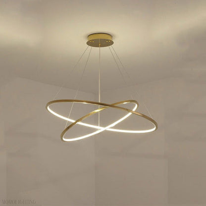 Amina Gold Multi Rings Chandelier for Lobby Villa-Nobipets