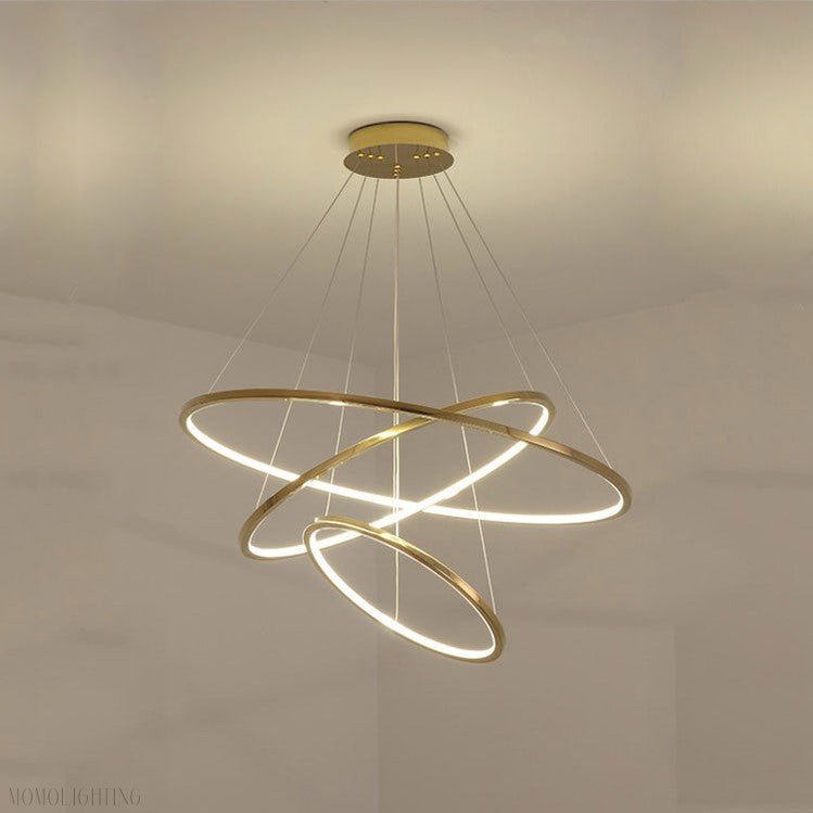 Amina Gold Multi Rings Chandelier for Lobby Villa-Nobipets