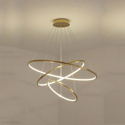 Amina Gold Multi Rings Chandelier for Lobby Villa-Nobipets
