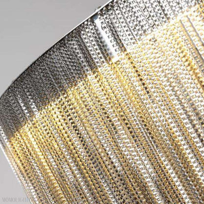 Angelina Aluminum Chain Tassel Round Chandelier-Nobipets