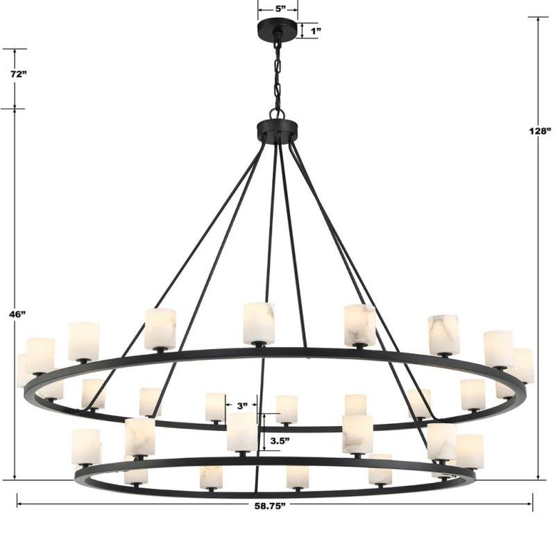 Aragon 30 Light Chandelier Alabaster-Nobipets