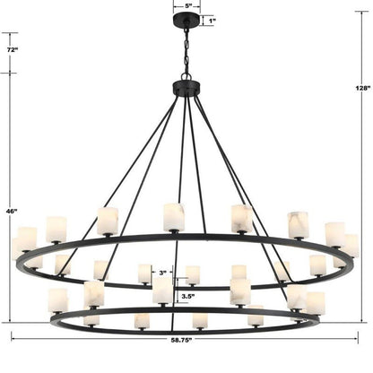 Aragon 30 Light Chandelier Alabaster-Nobipets