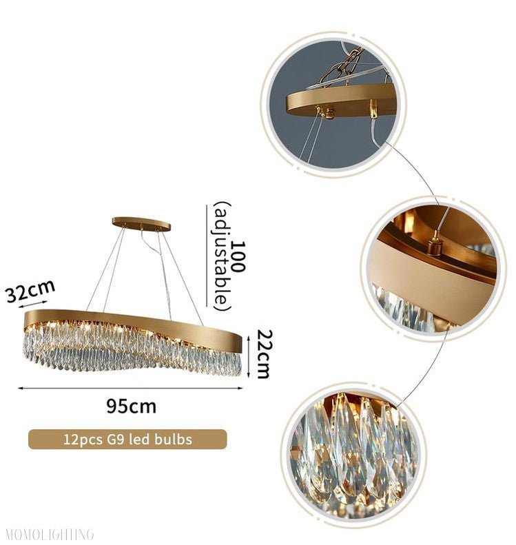Arian Oval Crystal Chandelier-Nobipets