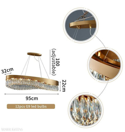 Arian Oval Crystal Chandelier-Nobipets