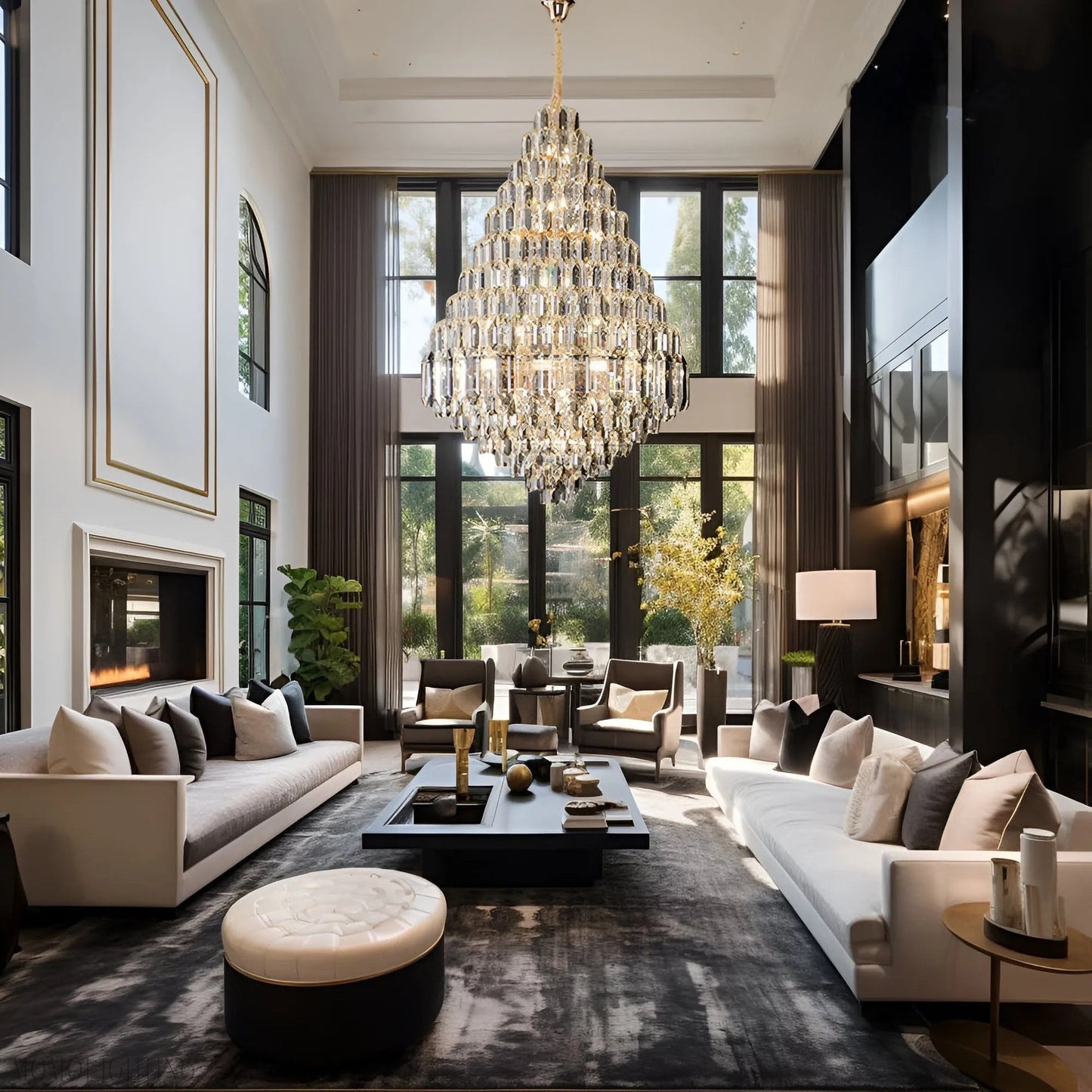 Ariana Somke And Clear Crystal Chandelier-Nobipets