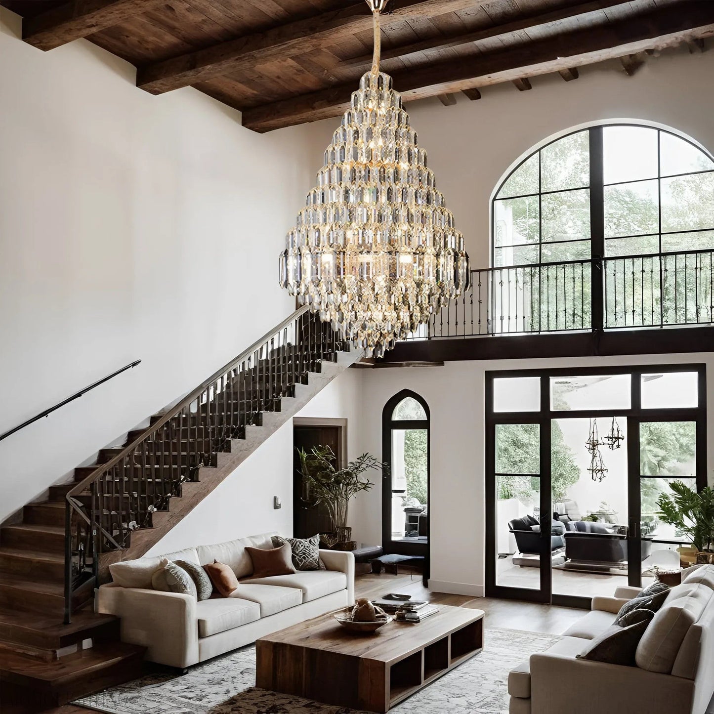 Ariana Somke And Clear Crystal Chandelier-Nobipets