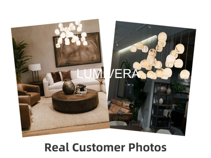 Arica Round Gold Chandelier with Natural Alabaster Stone Shades, Chandelier for High Ceiling