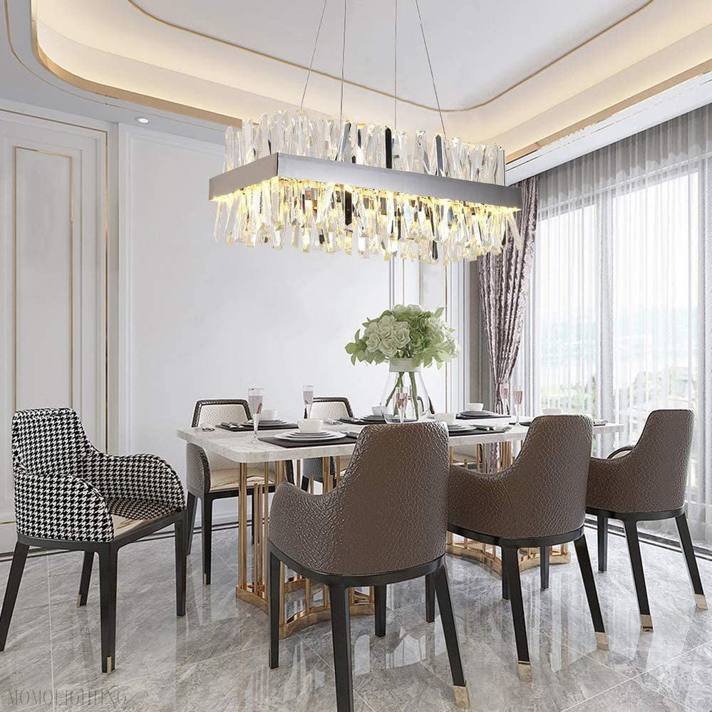 Arseni Crystal Rectangular Chandelier 43.3"-Nobipets