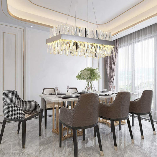 Arseni Crystal Rectangular Chandelier 43.3"-Nobipets