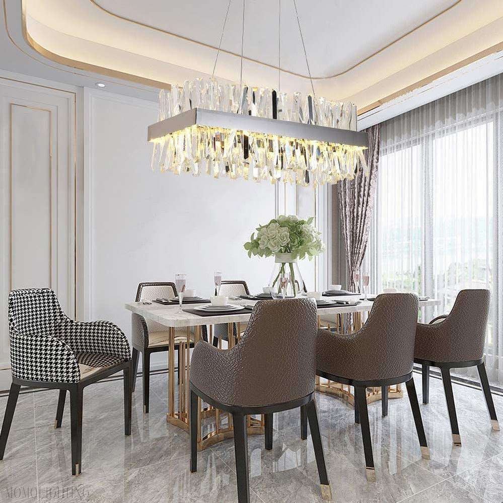 Arsenio Rectangular Crystal Chandelier-Nobipets
