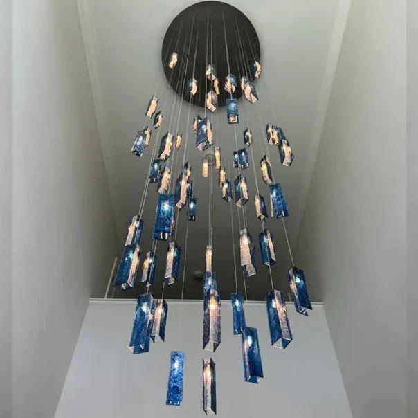 Art Design 1/25/60/84-Light Colorful Rectangle Cluster Glass Tile Pendant/Chandelier-Nobipets