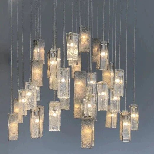 Art Design 1/25/60/84-Light Colorful Rectangle Cluster Glass Tile Pendant/Chandelier-Nobipets