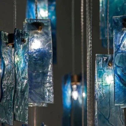 Art Design 1/25/60/84-Light Colorful Rectangle Cluster Glass Tile Pendant/Chandelier-Nobipets