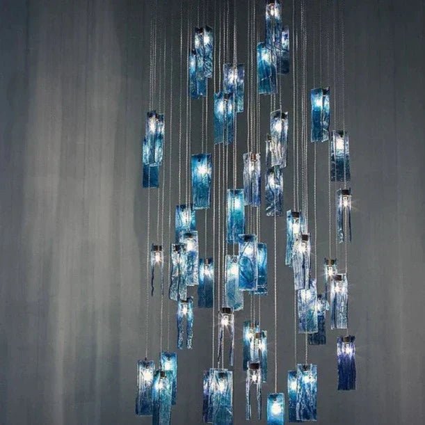 Art Design 1/25/60/84-Light Colorful Rectangle Cluster Glass Tile Pendant/Chandelier-Nobipets