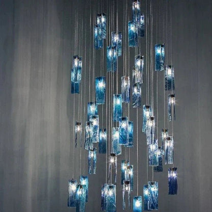 Art Design 1/25/60/84-Light Colorful Rectangle Cluster Glass Tile Pendant/Chandelier-Nobipets