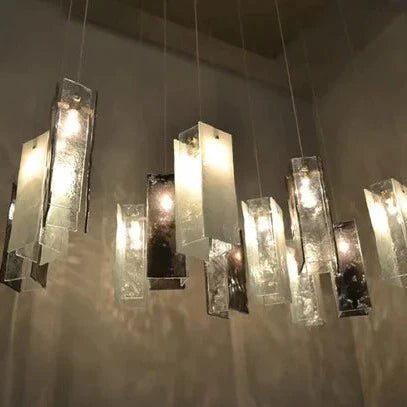 Art Design 1/25/60/84-Light Colorful Rectangle Cluster Glass Tile Pendant/Chandelier-Nobipets