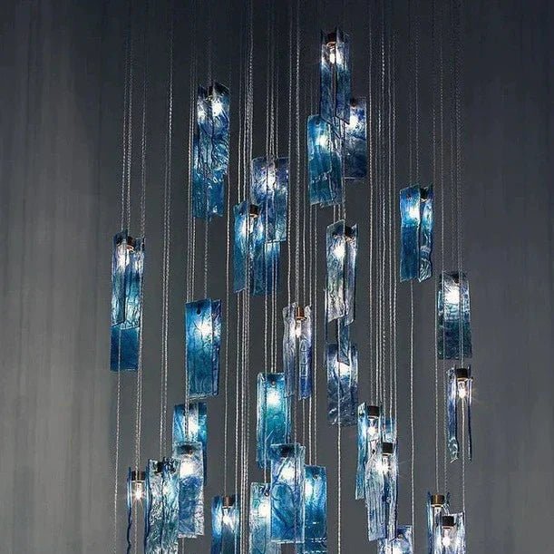 Art Design 1/25/60/84-Light Colorful Rectangle Cluster Glass Tile Pendant/Chandelier-Nobipets