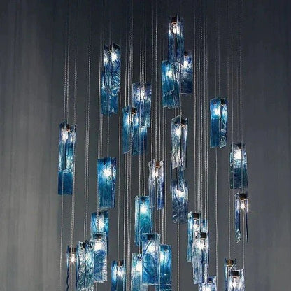 Art Design 1/25/60/84-Light Colorful Rectangle Cluster Glass Tile Pendant/Chandelier-Nobipets