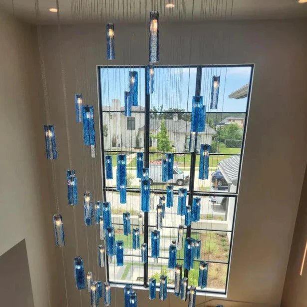Art Design 1/25/60/84-Light Colorful Rectangle Cluster Glass Tile Pendant/Chandelier-Nobipets