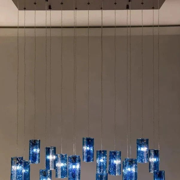 Art Design 1/25/60/84-Light Colorful Rectangle Cluster Glass Tile Pendant/Chandelier-Nobipets