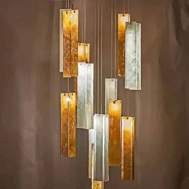 Art Design 1/25/60/84-Light Colorful Rectangle Cluster Glass Tile Pendant/Chandelier-Nobipets