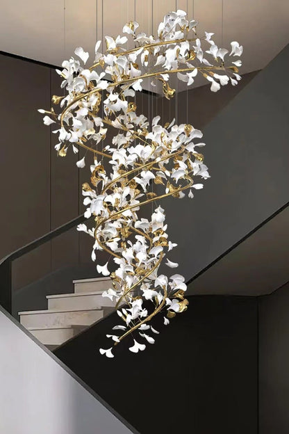 Art Design Ceramic Ginkgo Chandelier for Living Room/Staircase/Entryway/Foyer-Nobipets