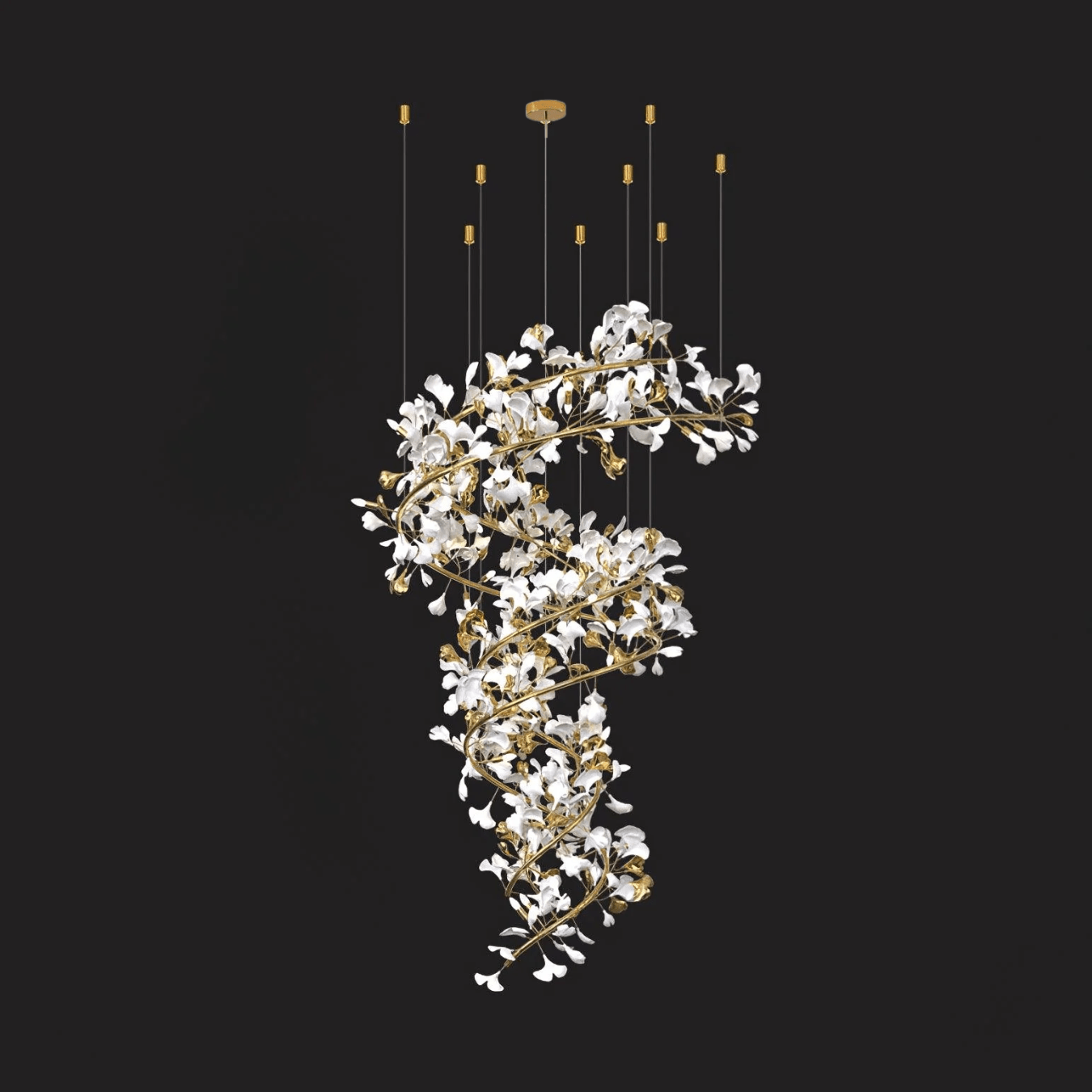 Art Design Ceramic Ginkgo Chandelier for Living Room/Staircase/Entryway/Foyer-Nobipets