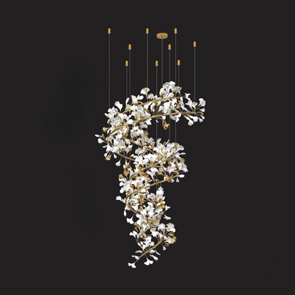 Art Design Ceramic Ginkgo Chandelier for Living Room/Staircase/Entryway/Foyer-Nobipets