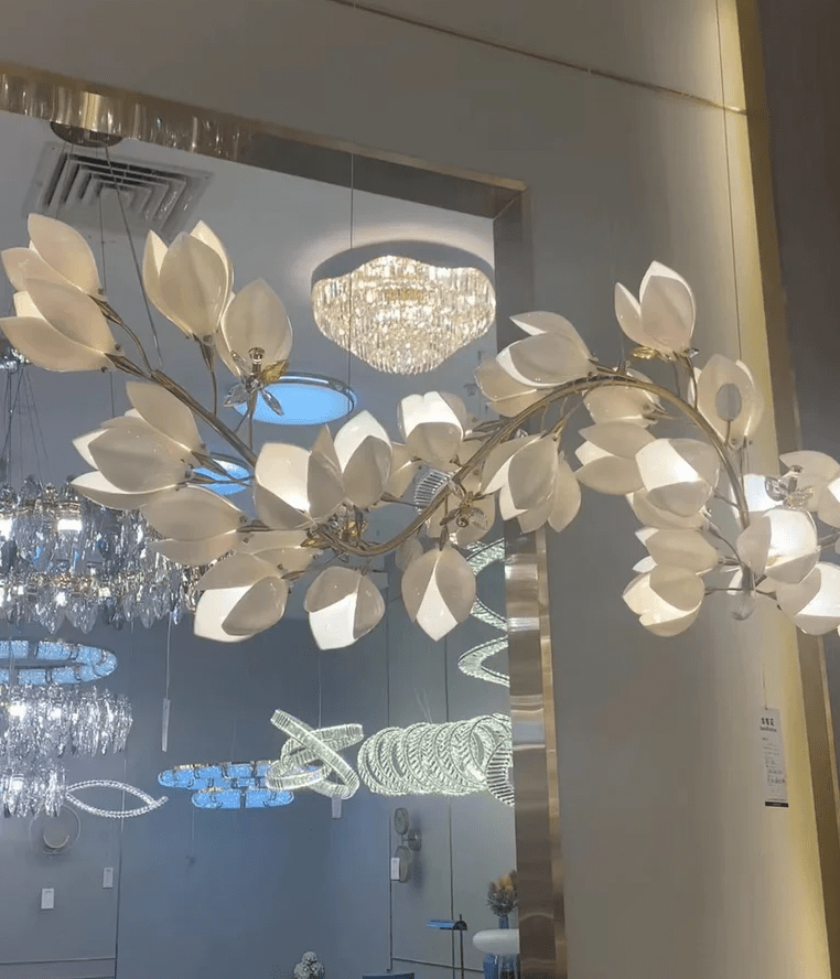 Art Design Creative Ceramic Magnolia Ring/Linear Chandelier for Bedroom/Living Room/Dining Room/Kitchen Island-Nobipets
