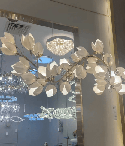 Art Design Creative Ceramic Magnolia Ring/Linear Chandelier for Bedroom/Living Room/Dining Room/Kitchen Island-Nobipets