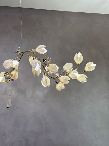 Art Design Creative Ceramic Magnolia Ring/Linear Chandelier for Bedroom/Living Room/Dining Room/Kitchen Island-Nobipets