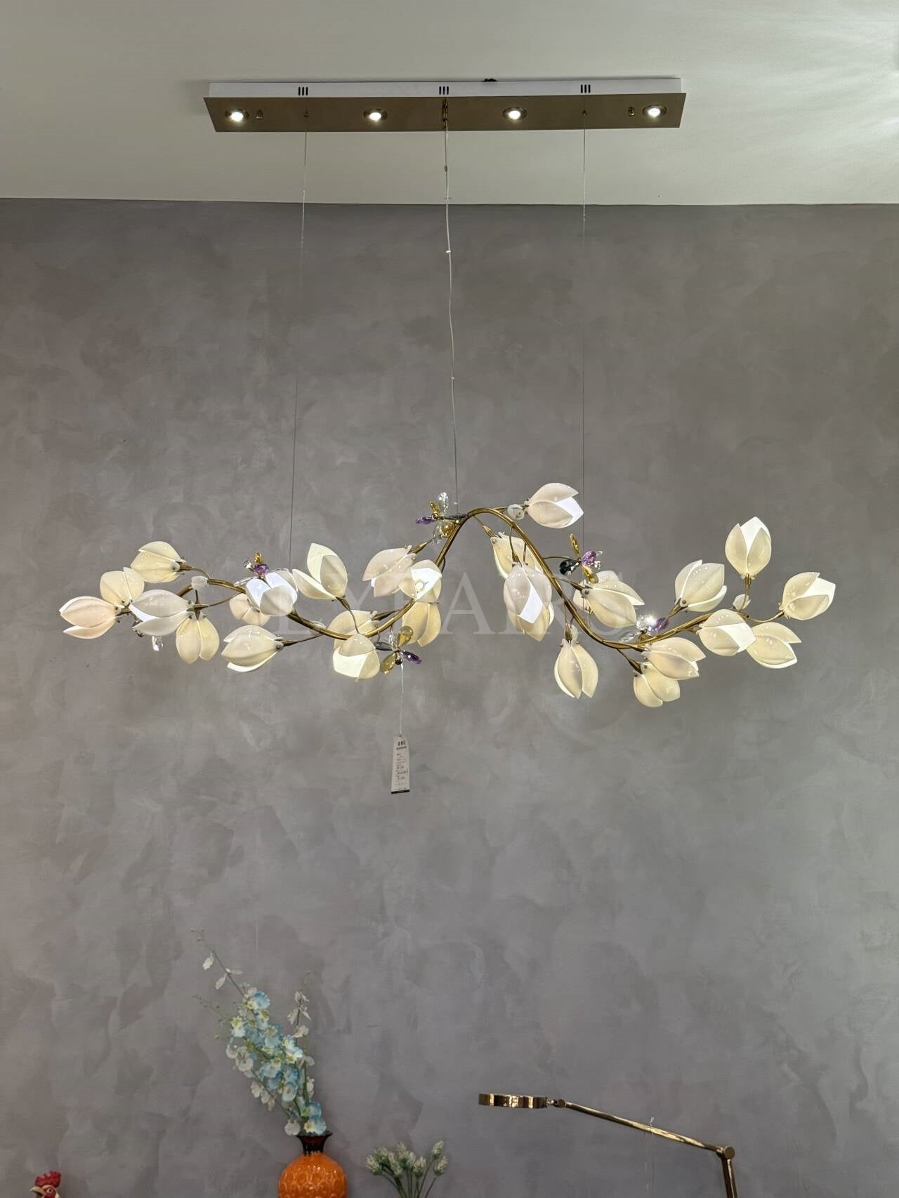 Art Design Creative Ceramic Magnolia Ring/Linear Chandelier for Bedroom/Living Room/Dining Room/Kitchen Island-Nobipets