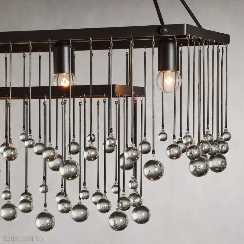 Aubrey Crystal Ball Rectangular Chandelier 47'' 60''-Nobipets