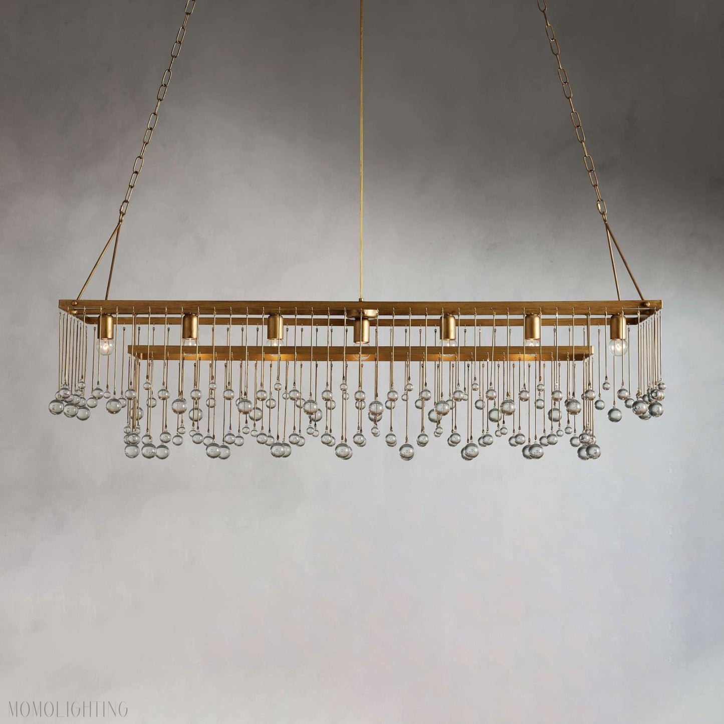 Aubrey Crystal Ball Rectangular Chandelier 47'' 60''-Nobipets