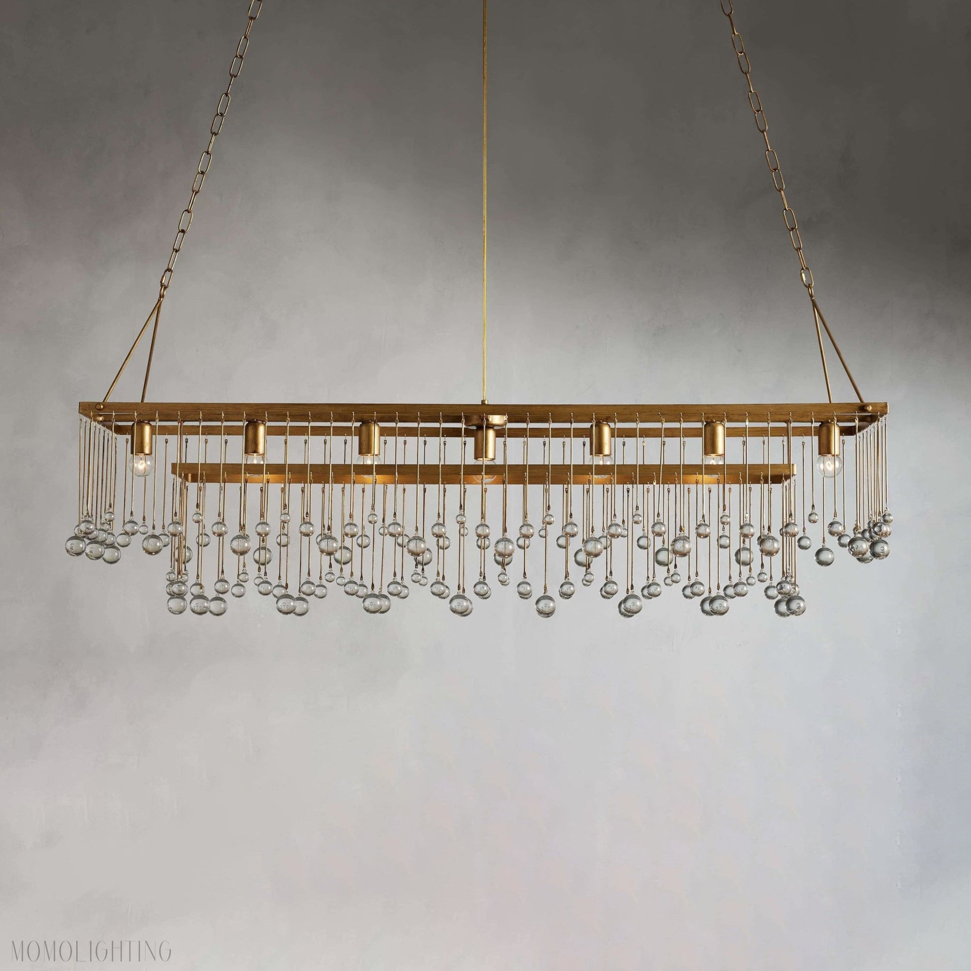Aubrey Crystal Ball Rectangular Chandelier 47'' 60''-Nobipets