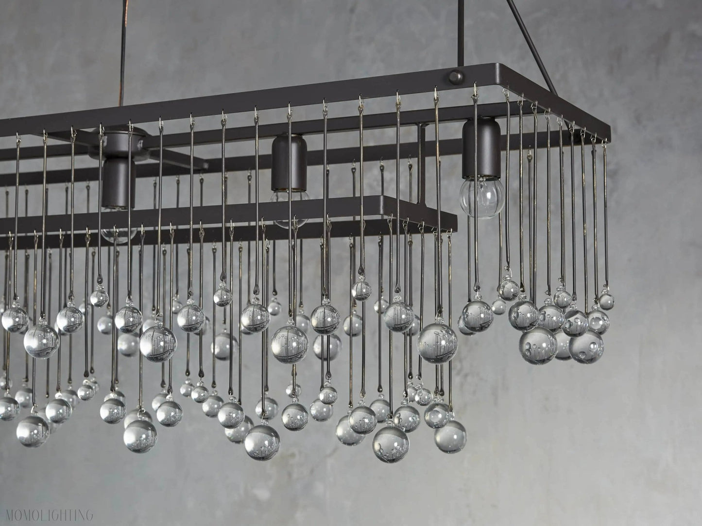 Aubrey Crystal Ball Rectangular Chandelier 47'' 60''-Nobipets